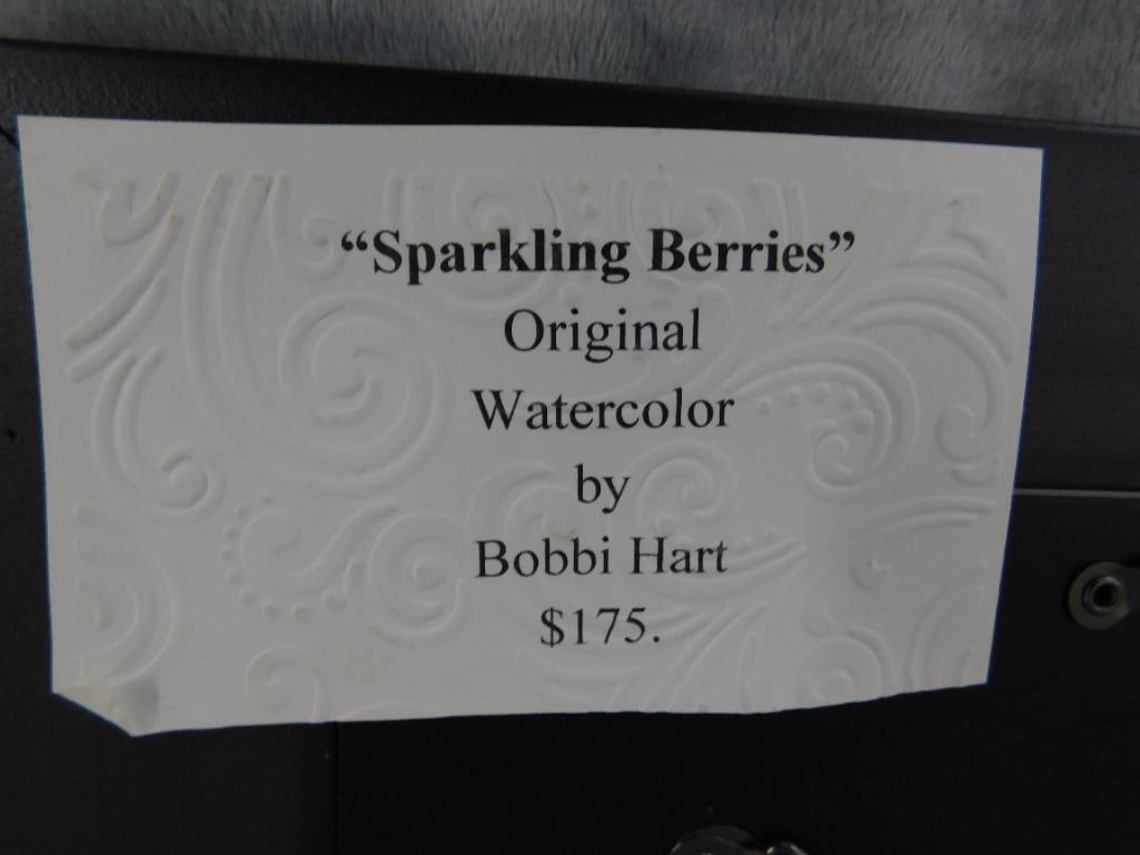 Bobbi Hart Signed Watercolor - "Sparkling Berries" - 19.5" x 23.5" - 8