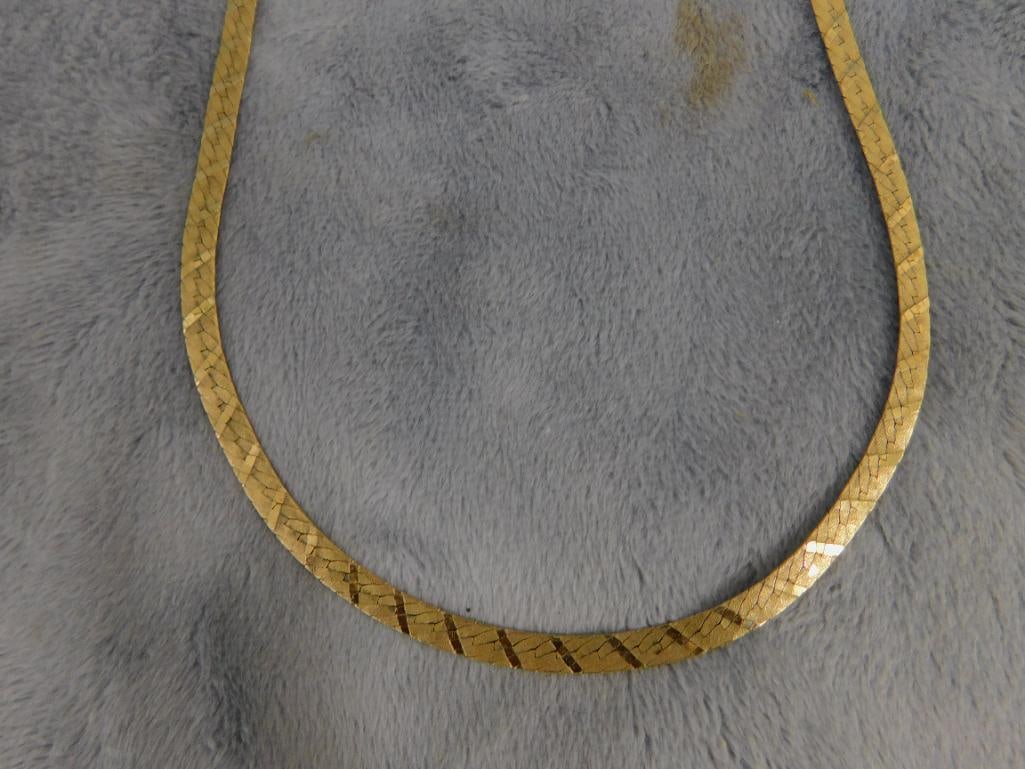 14K Yellow Gold - 18" Fancy Herringbone Necklace - 15.81 Grams - 10