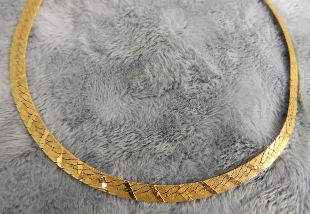 14K Yellow Gold - 18" Fancy Herringbone Necklace - 15.81 Grams: XRF Tested - See Photos For Condition and Details