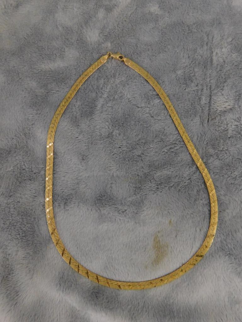 14K Yellow Gold - 18" Fancy Herringbone Necklace - 15.81 Grams - 3