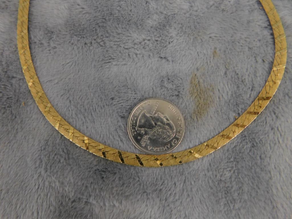 14K Yellow Gold - 18" Fancy Herringbone Necklace - 15.81 Grams - 8