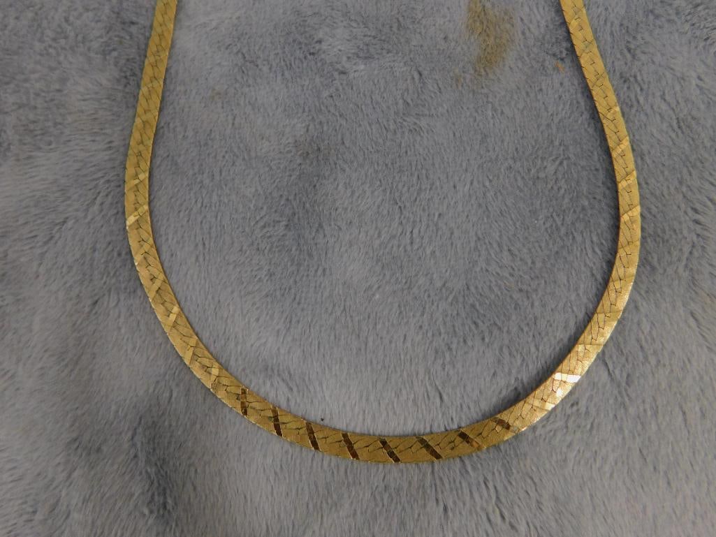 14K Yellow Gold - 18" Fancy Herringbone Necklace - 15.81 Grams - 9