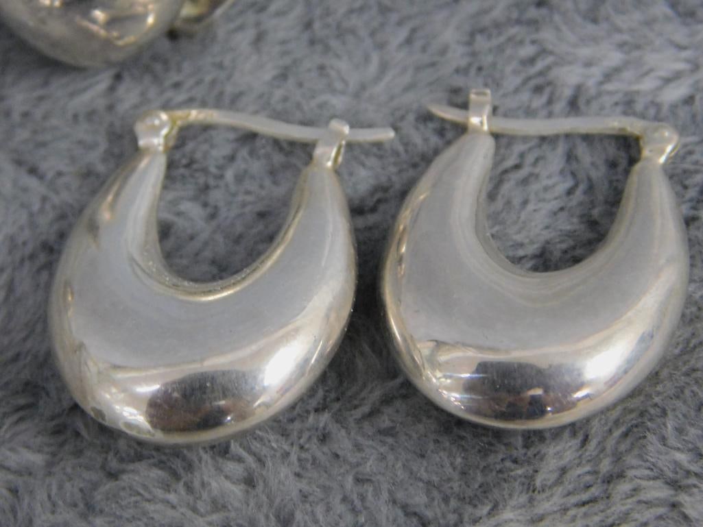 Sterling Silver - 3 Pairs of Pierced Earrings - 27.39 Grams - 4