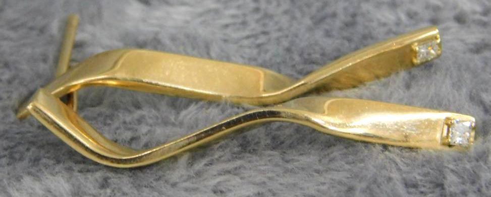 14K Yellow Gold - Pierced Earrings - No Ear Nuts - Diamond - 4.74 Grams TW: XRF Tested - See Photos For Condition and Details