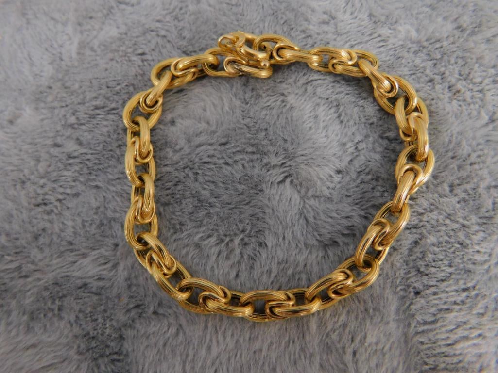 18K Yellow Gold - 7.5" Chain Bracelet - 9.97 Grams - 9