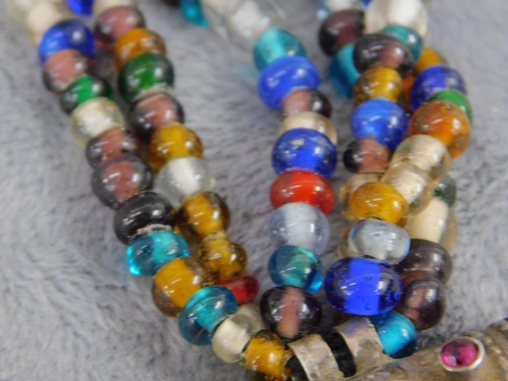 Sterling Silver - 24" Glass Bead and Sterling Necklace - 87.16 Grams TW - 3
