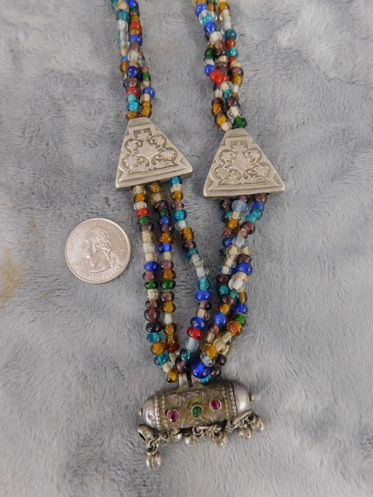 Sterling Silver - 24" Glass Bead and Sterling Necklace - 87.16 Grams TW - 8