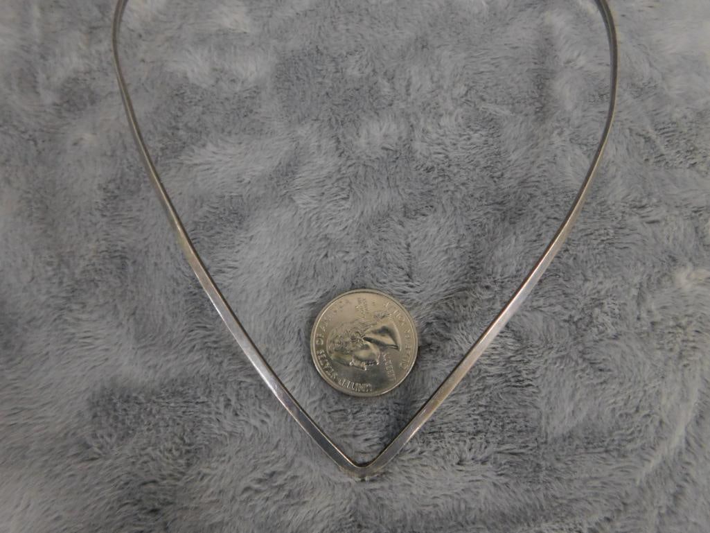 Sterling Silver - "V" Choker Necklace - 16.45 Grams - 6