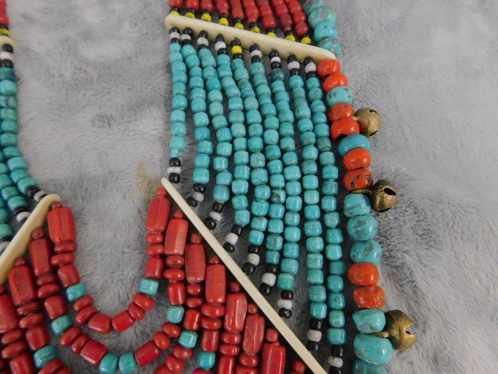 Large Tribal Bib Necklace - Beaded - 28" - 6
