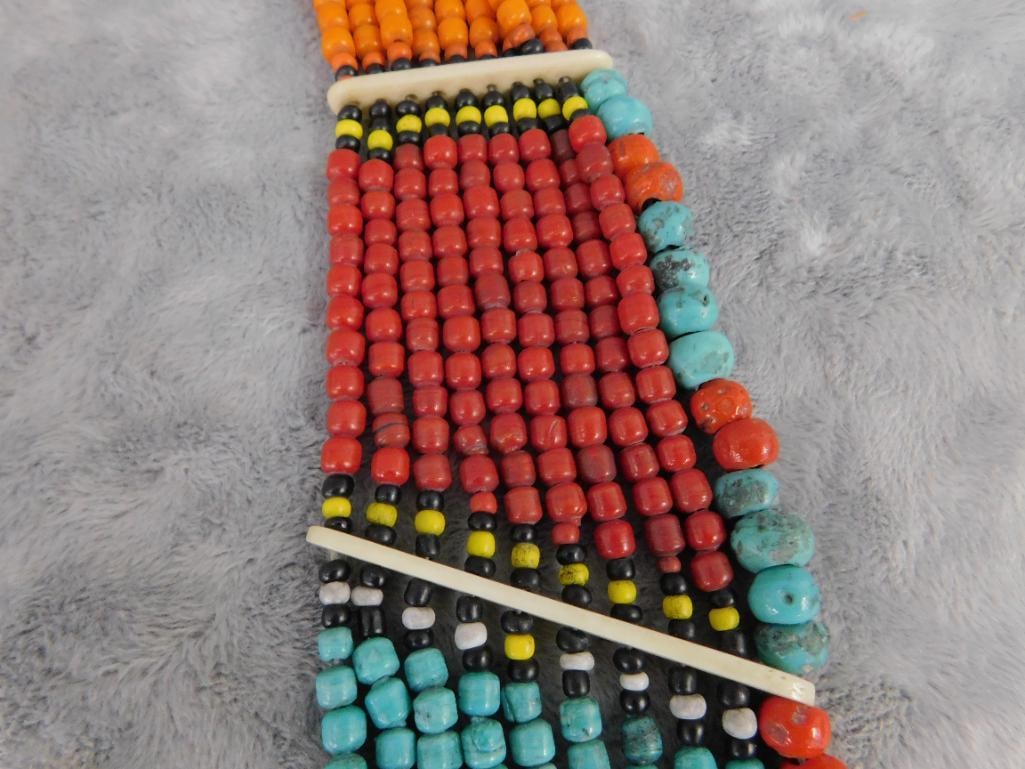 Large Tribal Bib Necklace - Beaded - 28" - 7