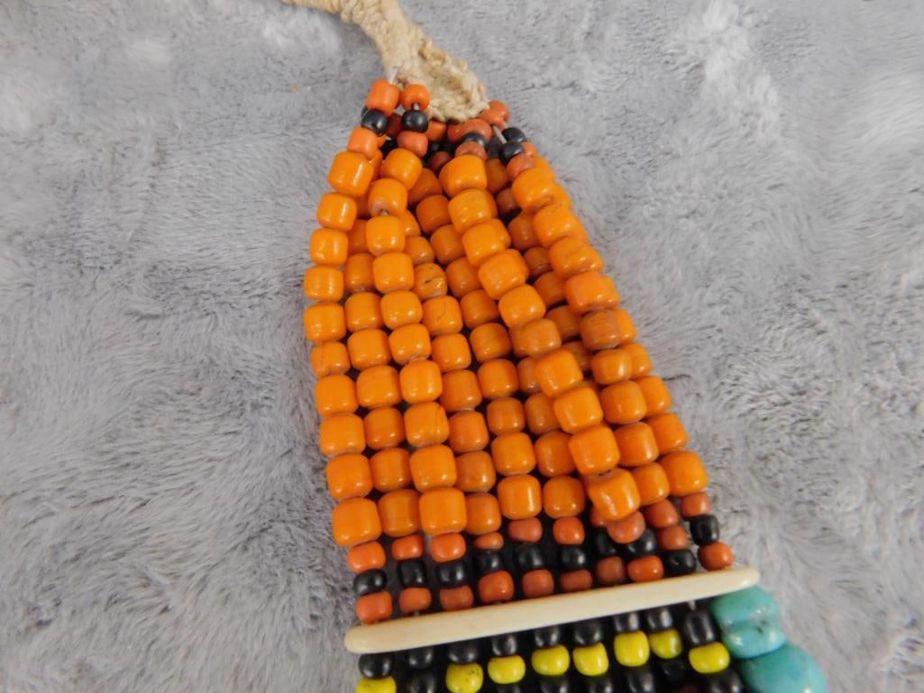 Large Tribal Bib Necklace - Beaded - 28" - 8