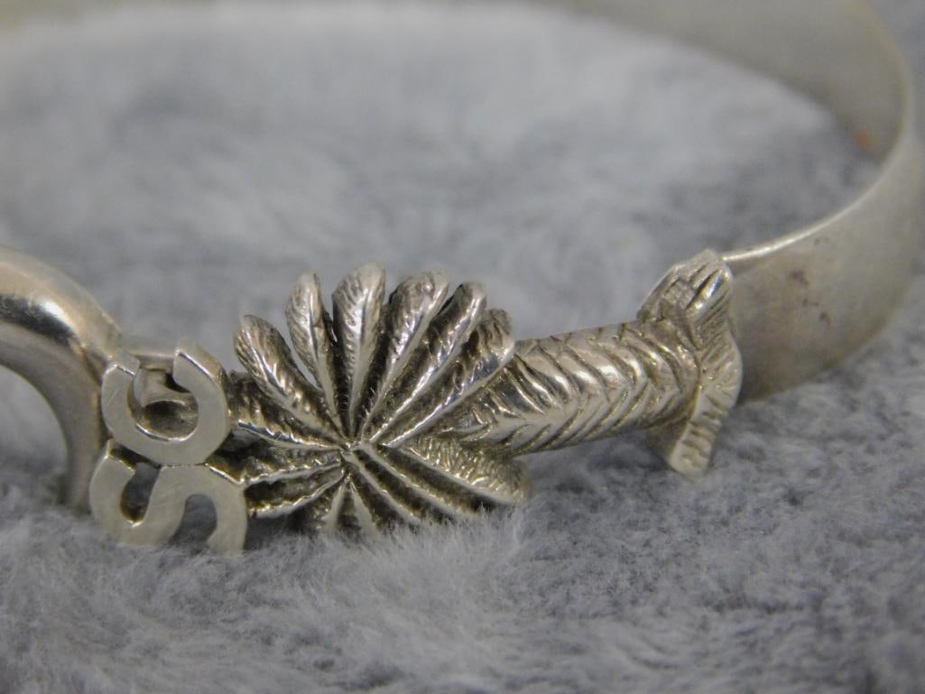 14K Yellow Gold and Sterling Silver - South Carolina Palm Tree Bracelet - 21.19 Grams TW - 3
