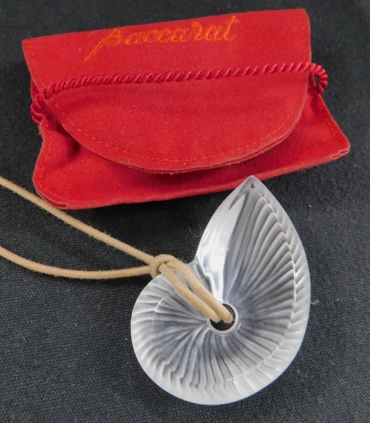 Baccarat Crystal Seashell Necklace - Leather Strap: See Photos For Condition and Details