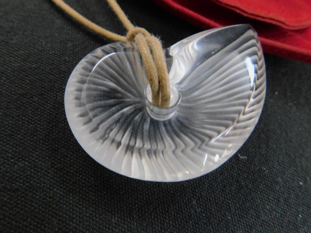 Baccarat Crystal Seashell Necklace - Leather Strap - 2