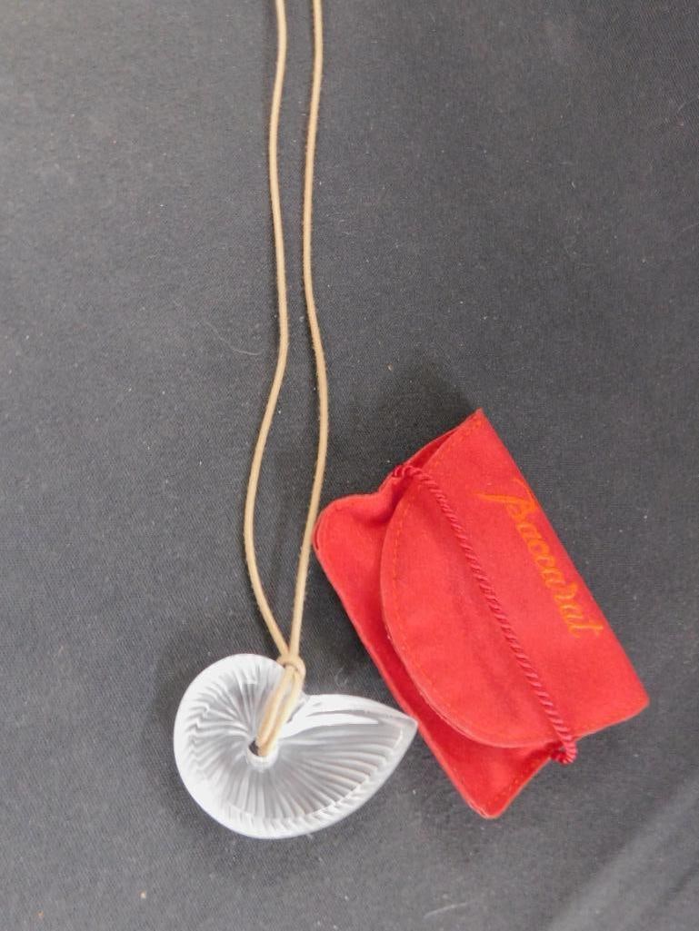 Baccarat Crystal Seashell Necklace - Leather Strap - 3