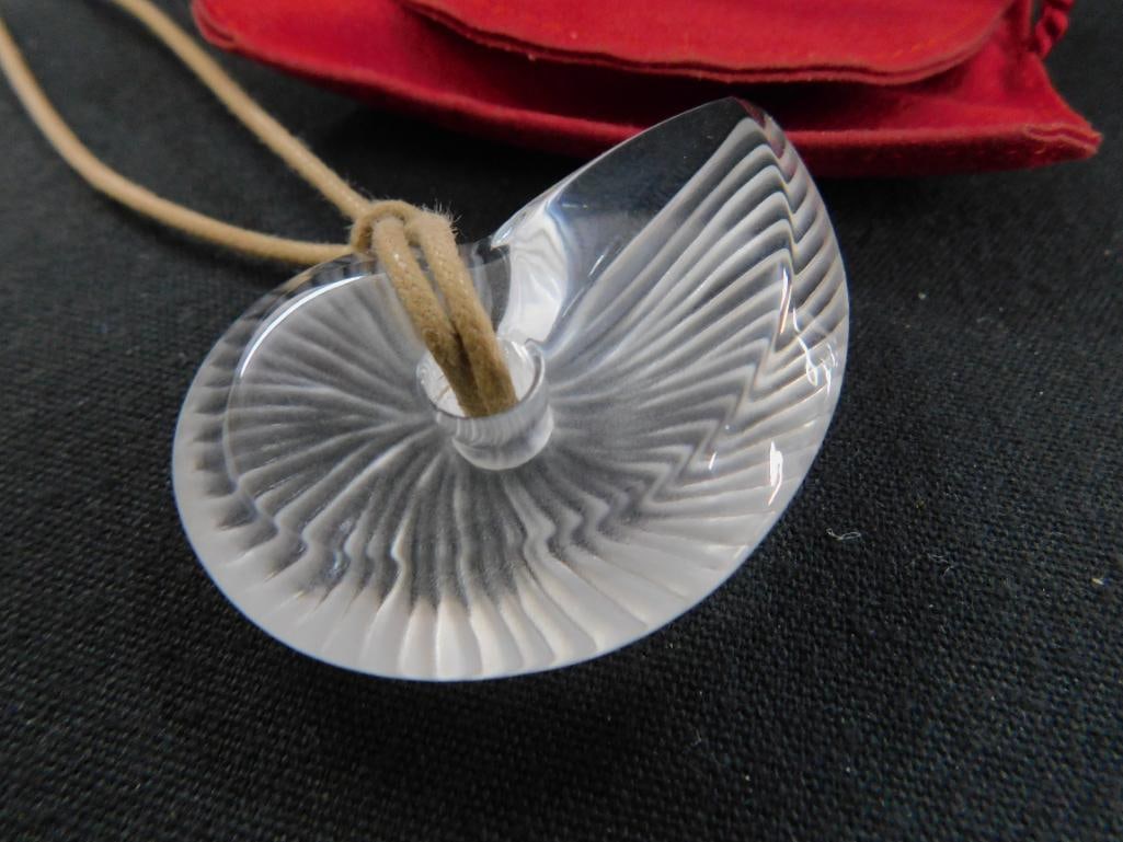 Baccarat Crystal Seashell Necklace - Leather Strap - 4