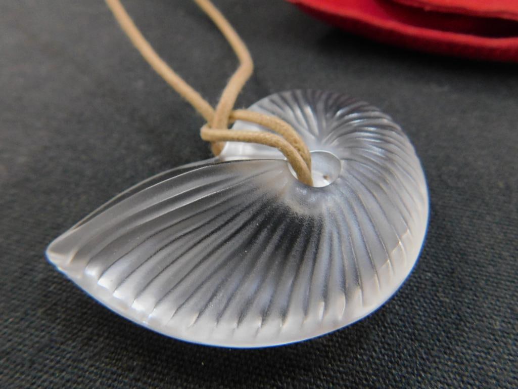 Baccarat Crystal Seashell Necklace - Leather Strap - 5