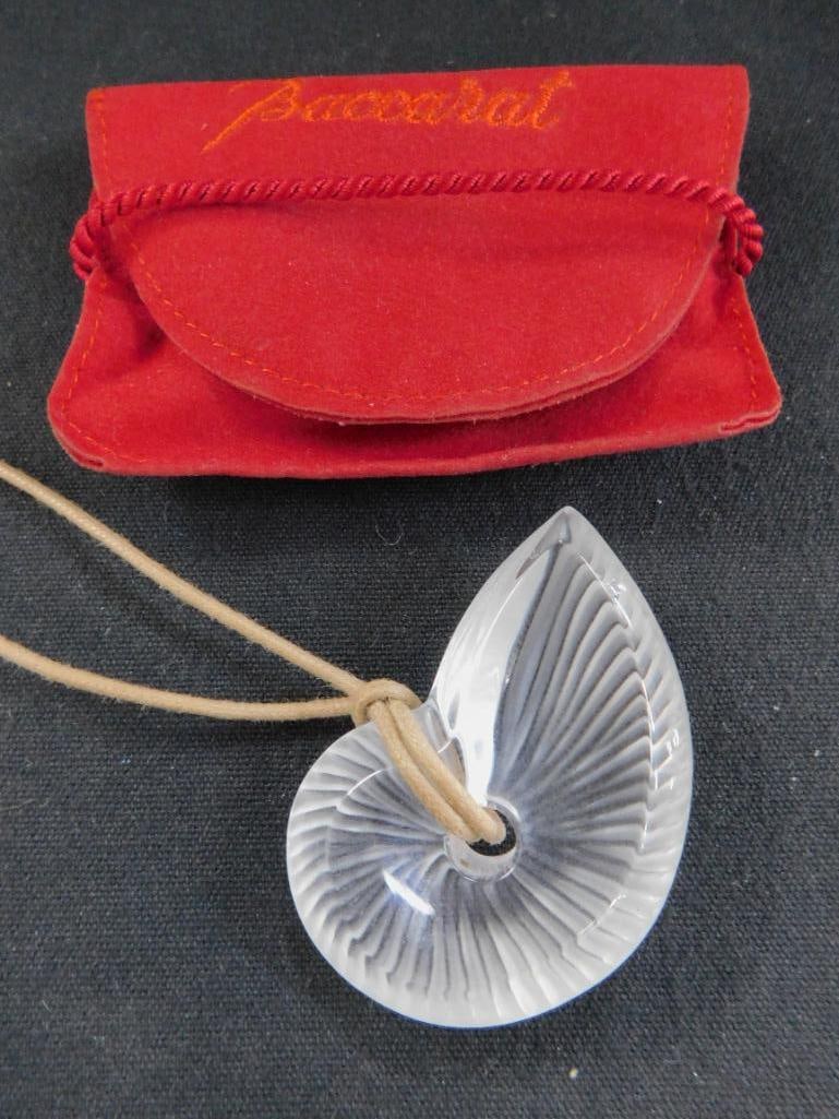 Baccarat Crystal Seashell Necklace - Leather Strap - 8