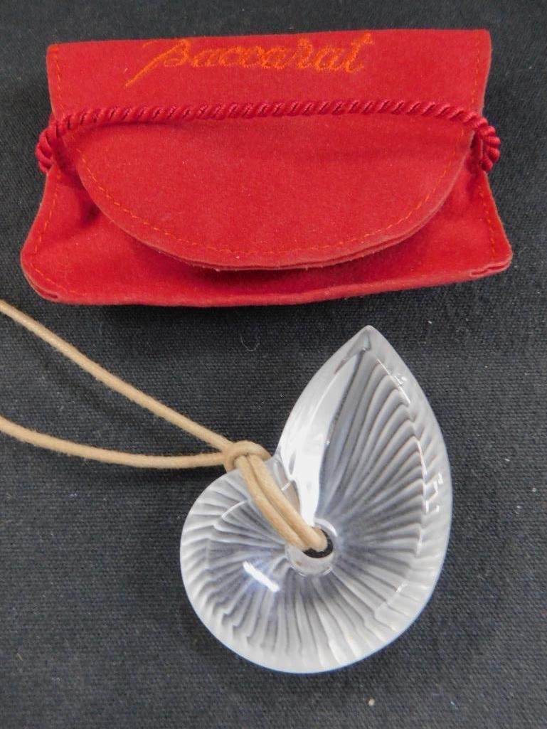 Baccarat Crystal Seashell Necklace - Leather Strap - 9