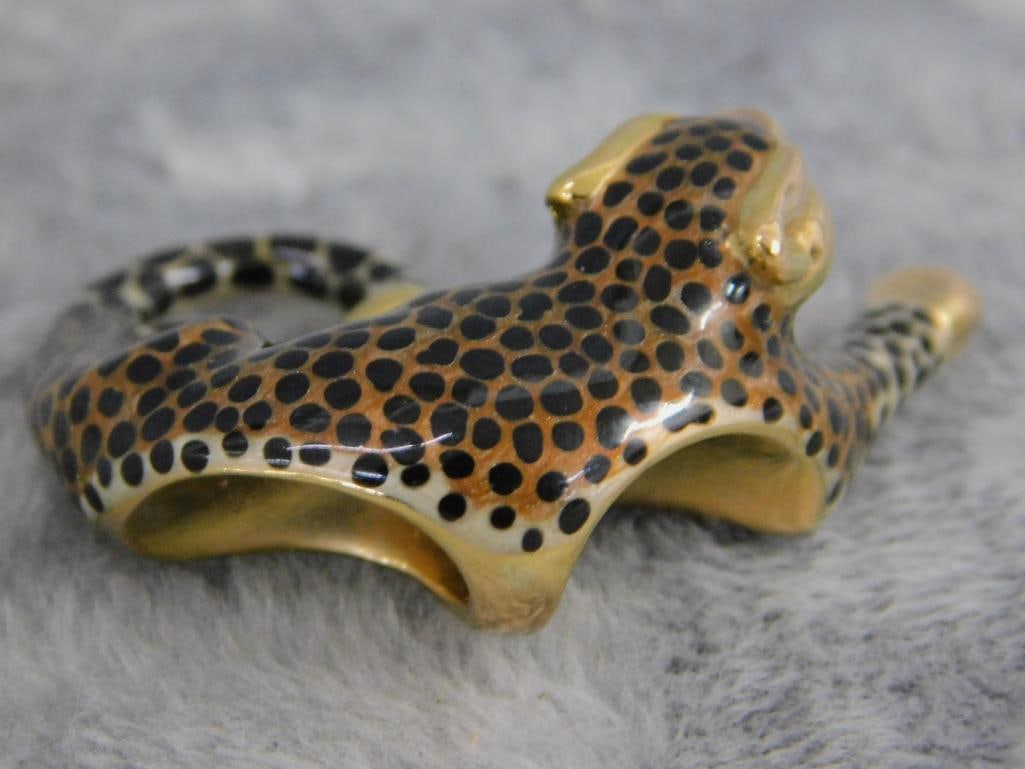 14K Yellow Gold - Leopard Necklace Slide - 3.64 Grams TW - 2