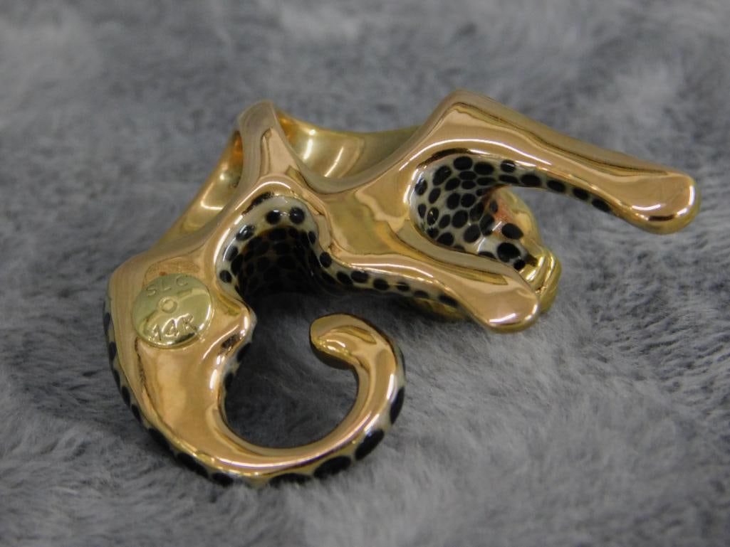 14K Yellow Gold - Leopard Necklace Slide - 3.64 Grams TW - 3