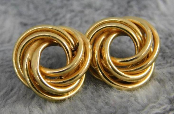 14K Yellow Gold - Pierced Earrings - No Ear Nuts - 2.25 Grams: XRF Tested - See Photos For Condition and Details