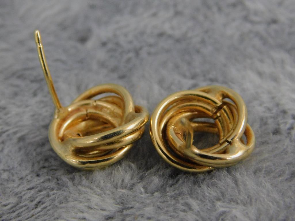 14K Yellow Gold - Pierced Earrings - No Ear Nuts - 2.25 Grams - 2