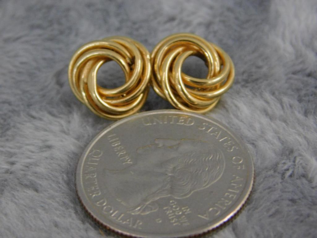 14K Yellow Gold - Pierced Earrings - No Ear Nuts - 2.25 Grams - 3