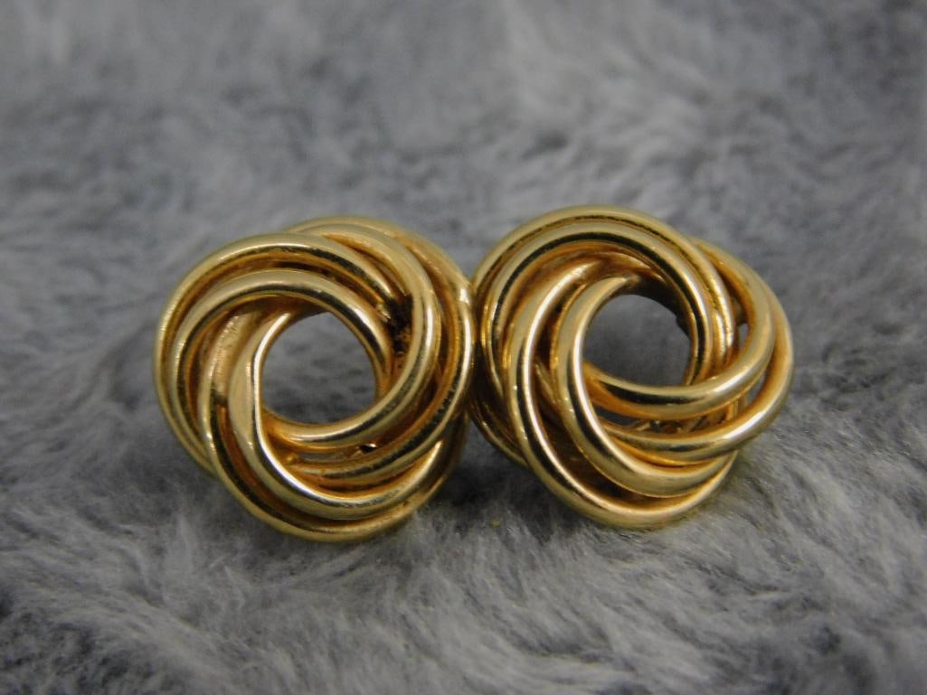 14K Yellow Gold - Pierced Earrings - No Ear Nuts - 2.25 Grams - 4