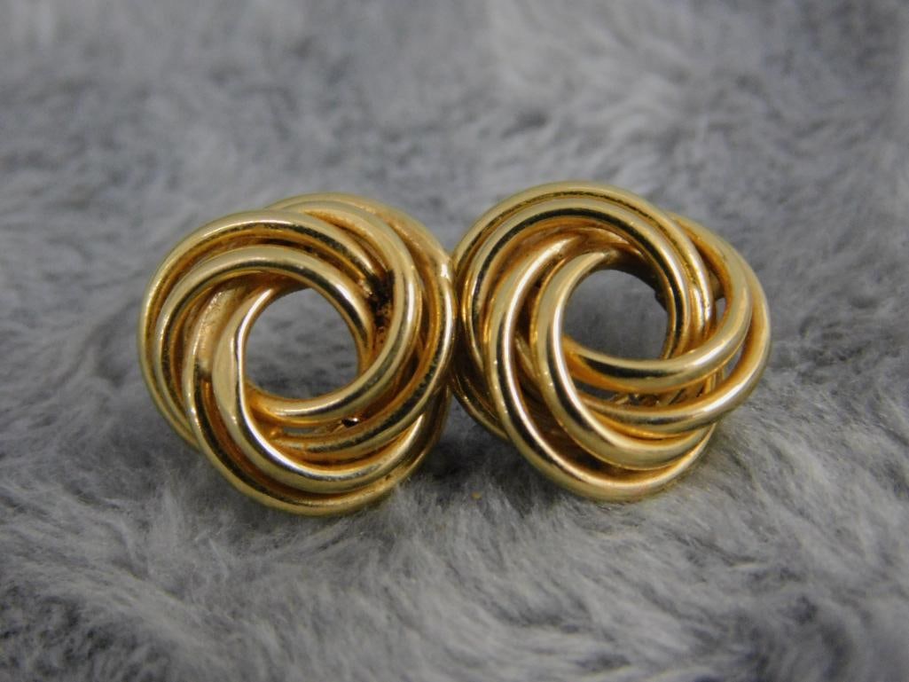 14K Yellow Gold - Pierced Earrings - No Ear Nuts - 2.25 Grams - 5
