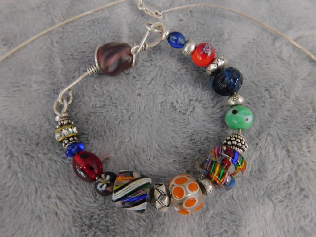 Sterling Silver - 20" Necklace - 8" Bracelet - Single Earring - - 2