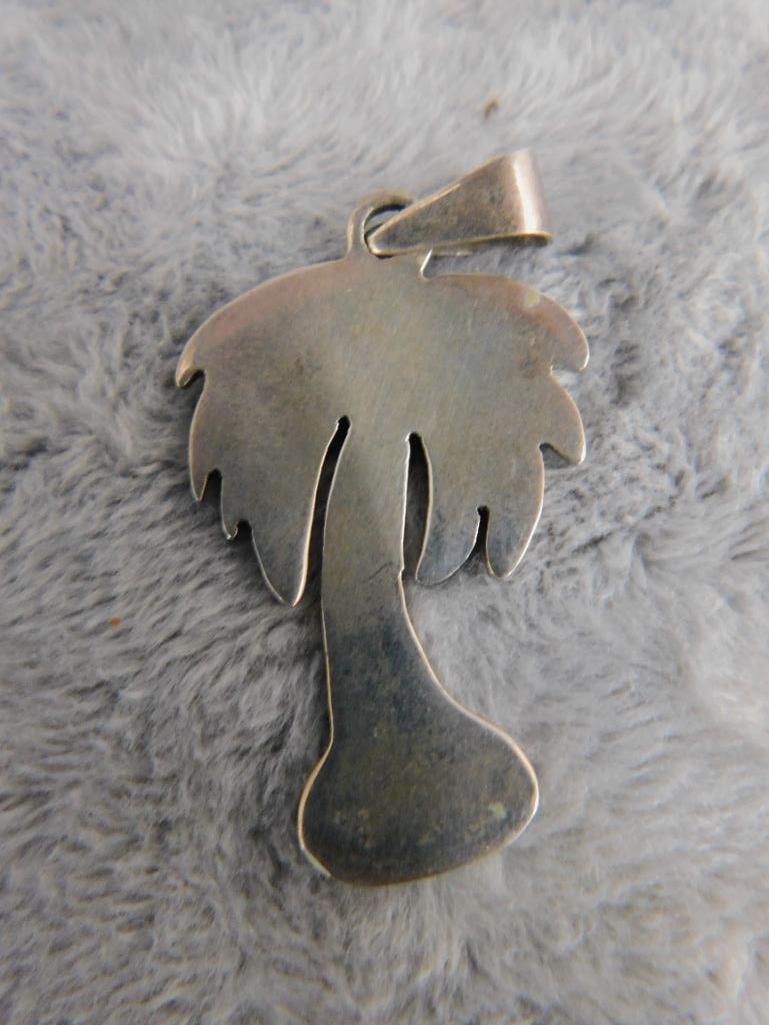 Sterling Silver - Pair of Palmetto Tree pendants - 19.84 Grams - 5
