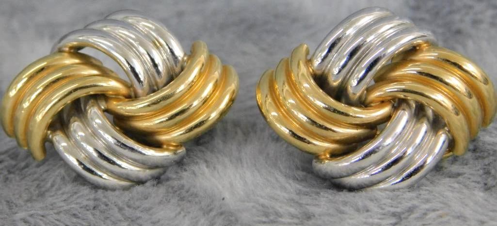 14K Yellow and White Gold - Pierced Earrings - 6.48 Grams: XRF Tested - See Photos For Condition and Details