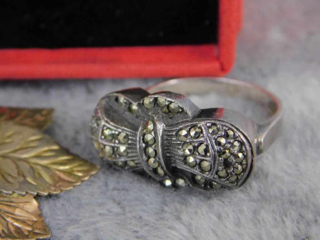 Sterling Silver - Pierced Earring Enhancers - Brooch - Ring Size 6 - 18.07 Grams TW - 4