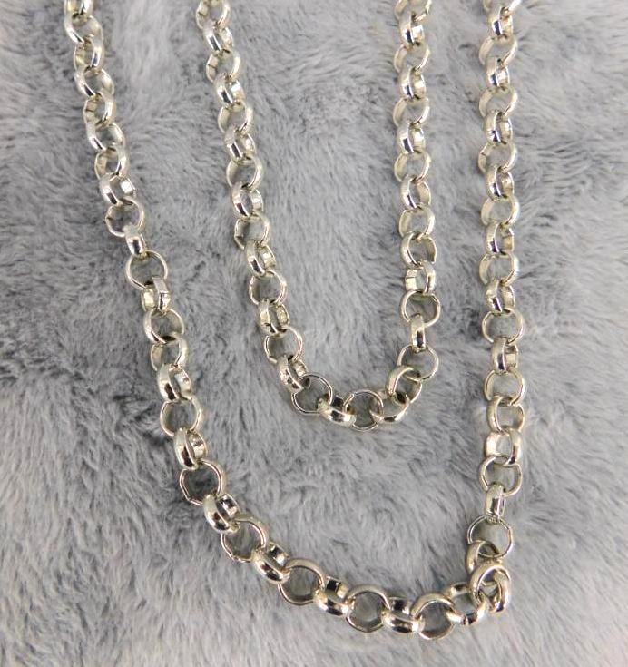 Sterling Silver - 36" Chain Necklace - 32.22 Grams: See Photos For Condition and Details