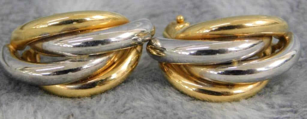 14K Yellow and White Gold - Pierced Earrings - 7.61 Grams: XRF Tested - See Photos For Condition and Details