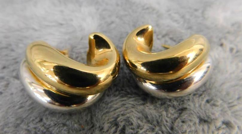 14K Yellow and White Gold - Pierced Earrings - 3.13 Grams: XRF Tested - See Photos For Condition and Details