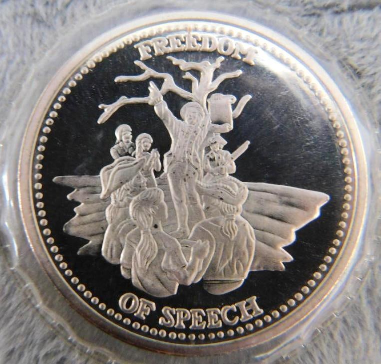 999 Silver - Johnson Mathey "Freedom of Speech" Coin / Medallion - 31.84 Grams: See Photos For Condition and Details