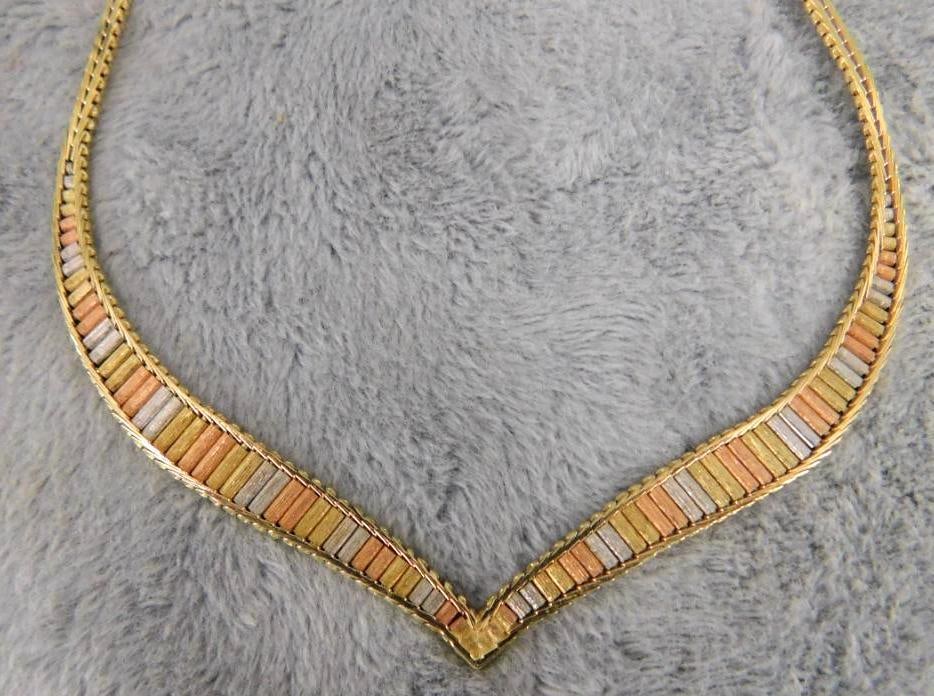 14K Tri Colored Gold - 16.5" Necklace - 16.42 Grams: XRF Tested - See Photos For Condition and Details