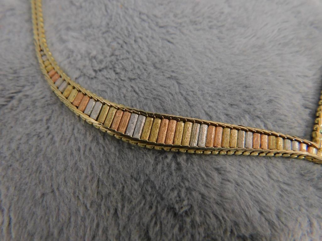 14K Tri Colored Gold - 16.5" Necklace - 16.42 Grams - 2