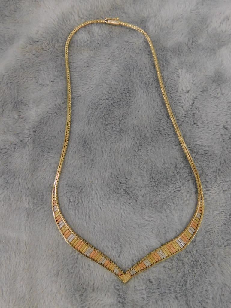 14K Tri Colored Gold - 16.5" Necklace - 16.42 Grams - 4