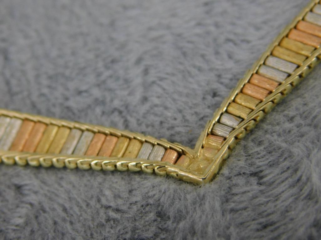14K Tri Colored Gold - 16.5" Necklace - 16.42 Grams - 6