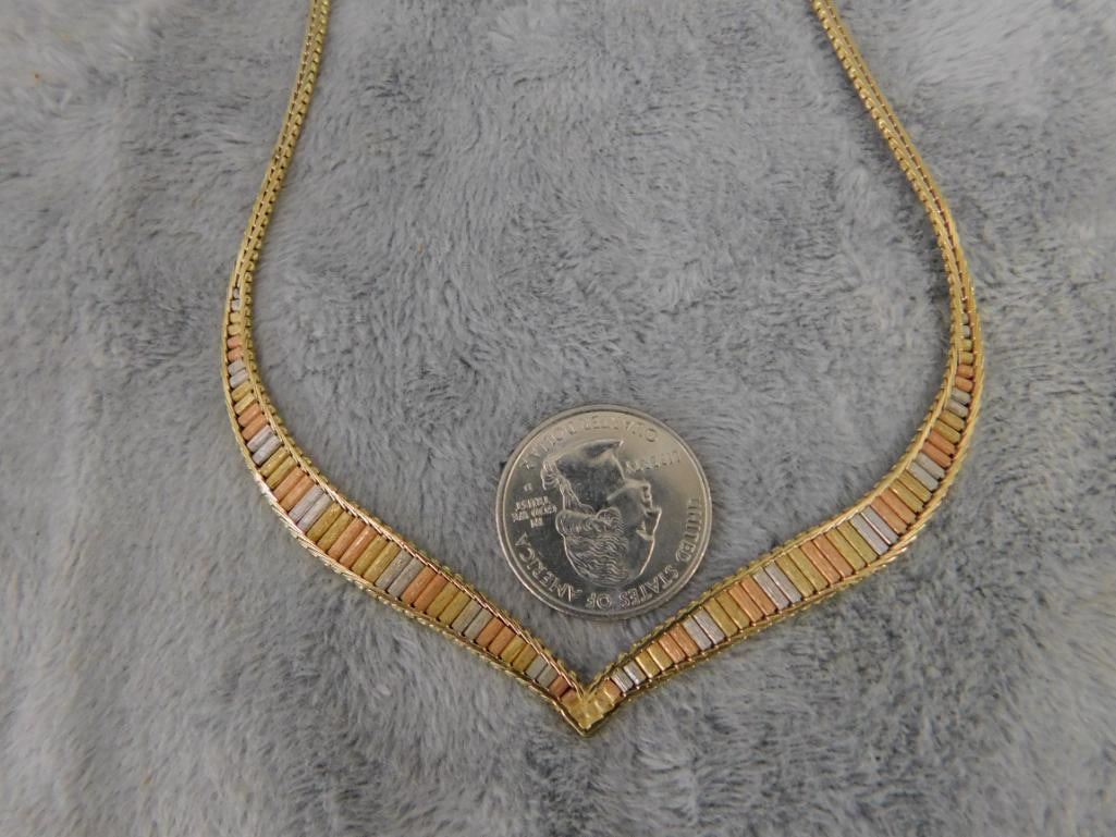 14K Tri Colored Gold - 16.5" Necklace - 16.42 Grams - 7