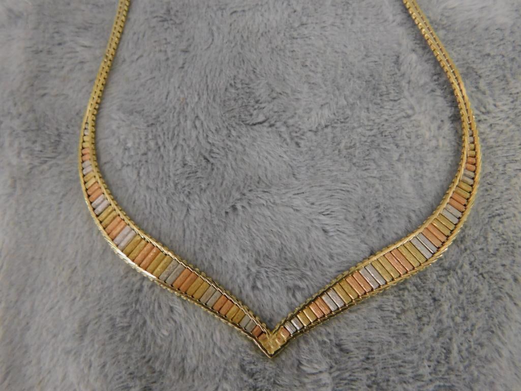 14K Tri Colored Gold - 16.5" Necklace - 16.42 Grams - 8