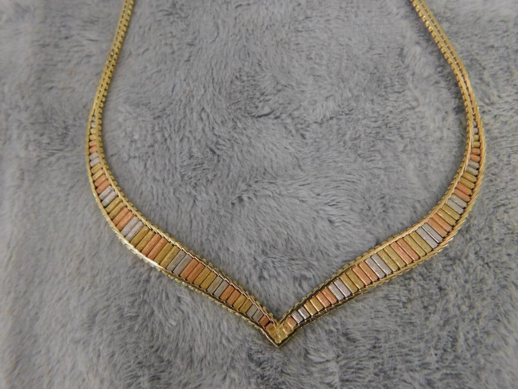 14K Tri Colored Gold - 16.5" Necklace - 16.42 Grams - 9