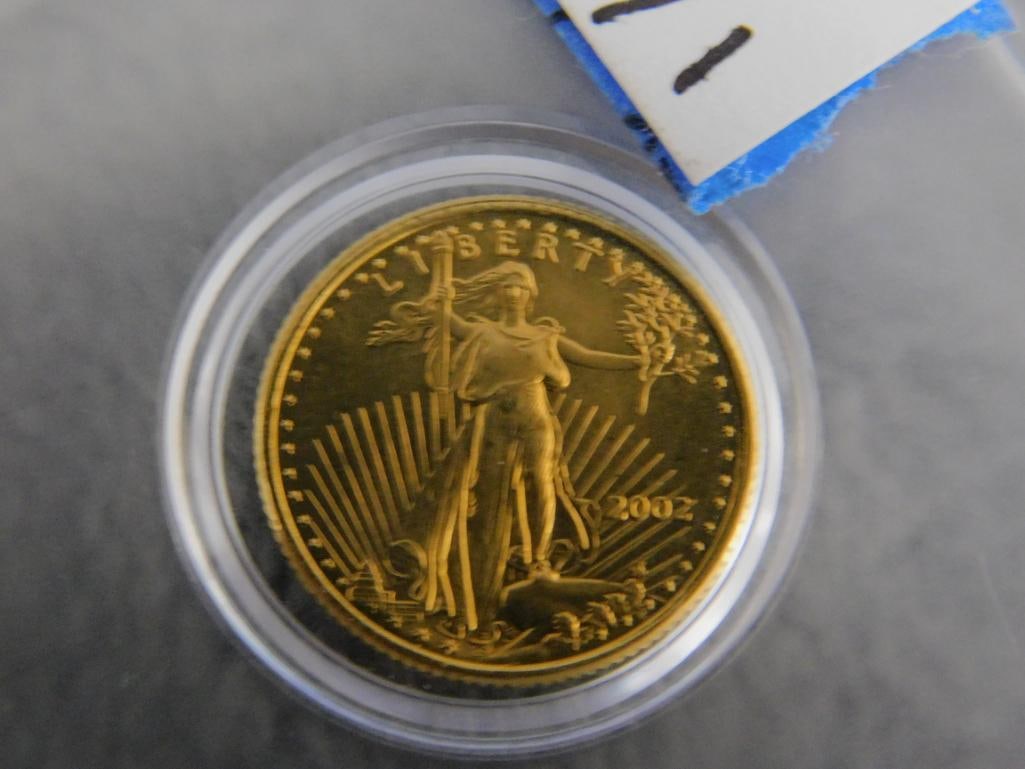 22K Yellow Gold - 2002 5 Dollar Coin - 1/10 Ounce - 3.42 Grams - 11