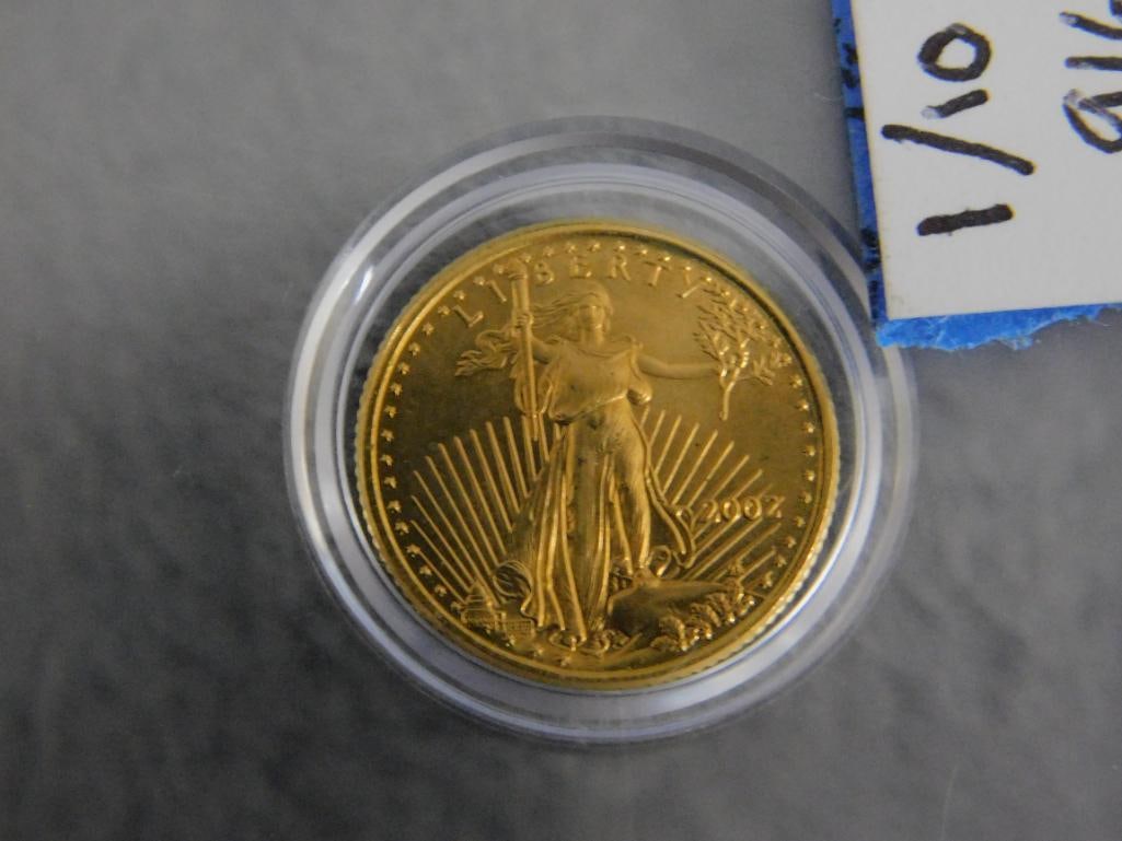 22K Yellow Gold - 2002 5 Dollar Coin - 1/10 Ounce - 3.42 Grams - 5