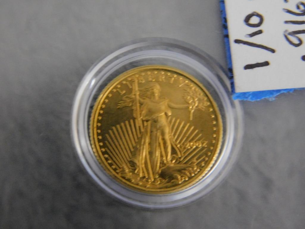 22K Yellow Gold - 2002 5 Dollar Coin - 1/10 Ounce - 3.42 Grams - 6