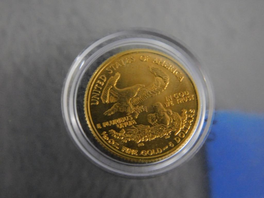 22K Yellow Gold - 2002 5 Dollar Coin - 1/10 Ounce - 3.42 Grams - 7