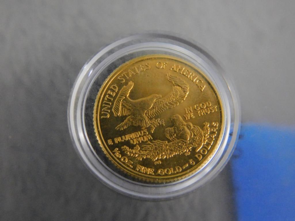 22K Yellow Gold - 2002 5 Dollar Coin - 1/10 Ounce - 3.42 Grams - 8